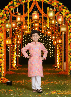maaesa Boys Casual, Festive & Party Kurta and Pyjama Set(Multicolor Pack of 1)