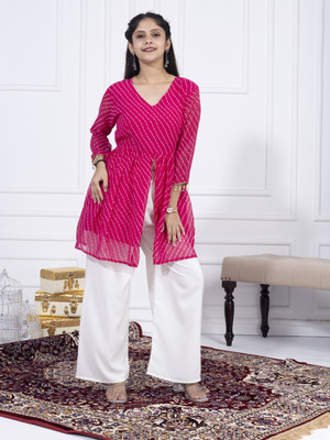 MISHA FASHION Baby Girls Casual Kurta and Palazzo Set(Pink Pack of 1)