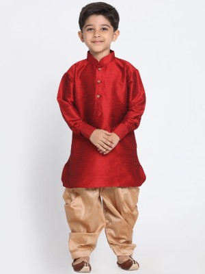 VASTRAMAY Boys Festive & Party Kurta and Dhoti Pant Set(Maroon Pack of 1)