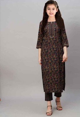 ROSMEAN Girls Formal Kurta and Trouser Set(Black Pack of 1)