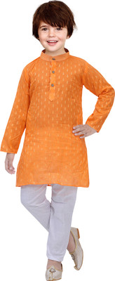 ZARTAJ Boys Festive & Party Kurta and Pyjama Set(Gold Pack of 1)