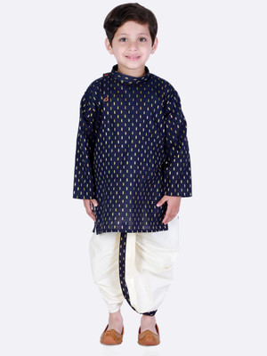 Superminis Boys Festive & Party Kurta and Pyjama Set(Dark Blue Pack of 1)