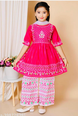 ITCollection Baby Girls Festive & Party Kurta and Patiala Set(Yellow Pack of 1)
