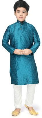 Brofun Boys Festive & Party Kurta and Pyjama Set(Blue Pack of 1)