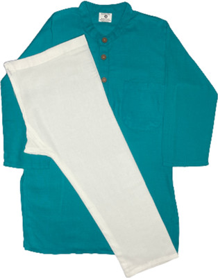 Hr Creations Boys Festive & Party Kurta and Pyjama Set(Green Pack of 1)