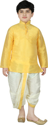 SG YUVRAJ Boys Festive & Party Kurta and Dhoti Pant Set(Yellow Pack of 1)