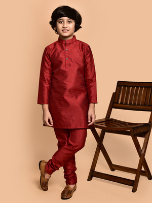 PRINTCULTR Boys Festive & Party Kurta and Pyjama Set(Red Pack of 2)
