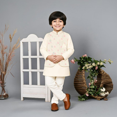 Kidbea Boys Festive & Party Kurta and Pyjama Set(White Pack of 1)