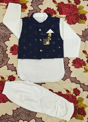 SR LASKAR GARMENTS Baby Boys Festive & Party Kurta and Pyjama Set(Blue Pack of 1)
