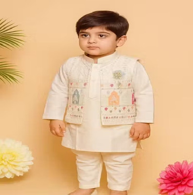 Vdress Store Boys Festive & Party Kurta, Waistcoat and Pyjama Set(Multicolor Pack of 1)