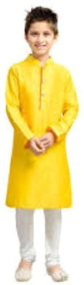 VC FASHION HUB Baby Boys Festive & Party Kurta and Pyjama Set(Yellow Pack of 1)