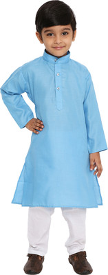 MAHARAJA Boys Festive & Party Kurta and Pyjama Set(Blue Pack of 1)