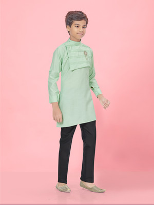 Sangria Baby Boys Festive & Party Kurta and Pyjama Set(Green Pack of 1)
