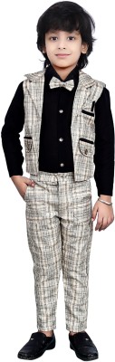 fab fashions Boys Festive & Party Blazer, Shirt and Trouser Set(Grey Pack of 1)