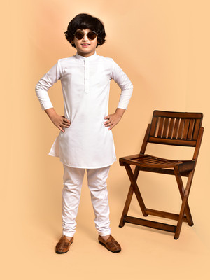 PRINTCULTR Boys Festive & Party Kurta and Pyjama Set(White Pack of 2)