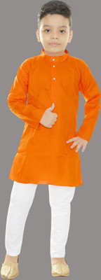 Oxipittal Club Baby Boys Festive & Party, Formal, Wedding Kurta and Dhoti Pant Set(Orange Pack of 1)