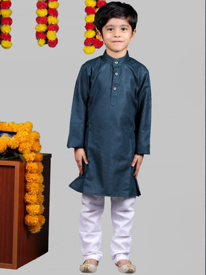 VALUE CREATION Boys Festive & Party Kurta and Pyjama Set(Blue Pack of 1)