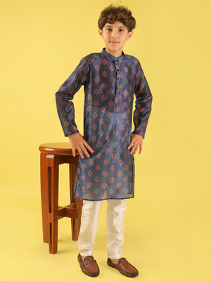 Ishti Boys Festive & Party Kurta and Pyjama Set(Yellow Pack of 1)