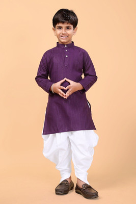 SHREEJI ENTERPRISE Boys Festive & Party Dhoti & Kurta Set(Purple Pack of 1)
