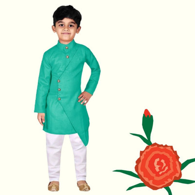 VCD FASHION HUB Baby Boys Festive & Party Kurta and Pyjama Set(Green Pack of 1)