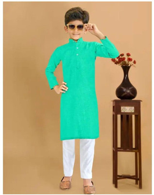 VC FASHION HUB Baby Boys Festive & Party Kurta and Pyjama Set(Green Pack of 1)