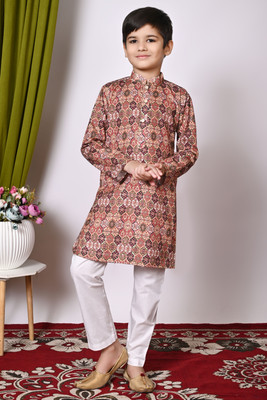 HUMAN CHOICE Boys Festive & Party, Wedding Kurta and Pyjama Set(Maroon Pack of 1)