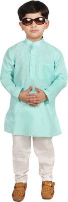 SG YUVRAJ Boys Festive & Party, Casual Kurta and Pyjama Set(Light Green Pack of 1)