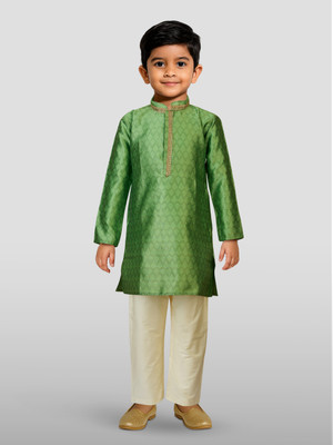 jbn CREATION Boys Casual Kurta and Pyjama Set(Green Pack of 1)