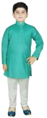 VC FASHION HUB Baby Boys Festive & Party Kurta and Pyjama Set(Green Pack of 1)