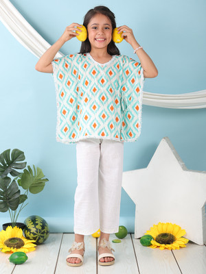 Kinder Kids Girls Casual Kurta and Palazzo Set(White Pack of 1)