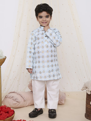 KID1 Boys Festive & Party Kurta and Pyjama Set(Blue Pack of 1)