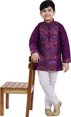 Smuktar garments Boys Casual, Festive & Party, Wedding Kurta and Pyjama Set(Purple Pack of 1)