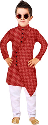 TRUST OUS Boys Wedding Kurta and Churidar Set(Maroon Pack of 1)