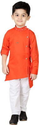 FASHION GRAB Boys Festive & Party Kurta and Pyjama Set(Red Pack of 1)