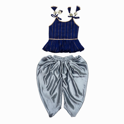 satyamfab Girls Festive & Party Dhoti & Kurta Set(Dark Blue Pack of 1)