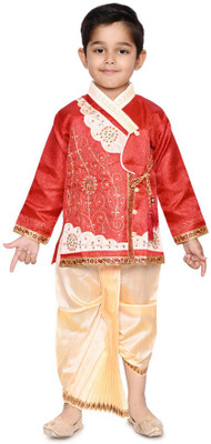 Litikit Fashion Baby Boys Festive & Party Angarkha and Dhoti Pant(Red Pack of 1)