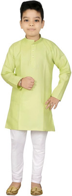 Mayyas fashion Boys Festive & Party, Casual Kurta and Pyjama Set(Light Green Pack of 1)