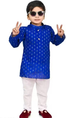 NAYSTADRESSES Boys Festive & Party Kurta and Pyjama Set(Blue Pack of 2)
