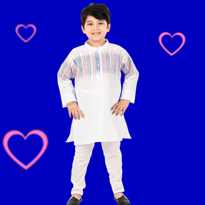 Smuktar garments Baby Boys Casual Kurta and Pyjama Set(White Pack of 1)
