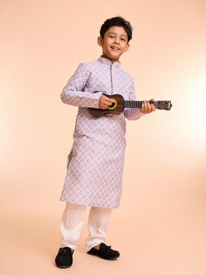 MANYAVAR Boys Festive & Party Kurta and Pyjama Set(Purple Pack of 1)