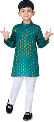 AZAL COLLECTIONS Boys Festive & Party Kurta and Pyjama Set(Green Pack of 1)