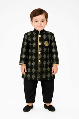 SASTREY TREND Boys Festive & Party, Wedding Sherwani and Churidar Set(Black Pack of 1)