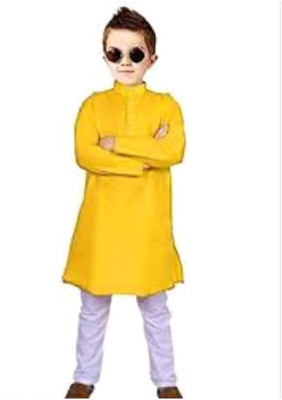 VC FASHION HUB Baby Boys Festive & Party Kurta and Pyjama Set(Yellow Pack of 1)