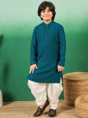 Sangria Boys Festive & Party Kurta and Patiala Set(Green Pack of 1)