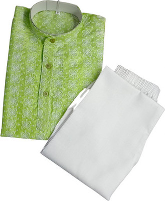 Qtsy Boys Festive & Party Kurta and Pyjama Set(Green Pack of 1)