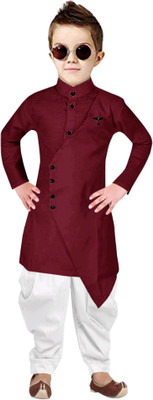 TRUST OUS Boys Festive & Party Dhoti & Kurta Set(Maroon Pack of 1)
