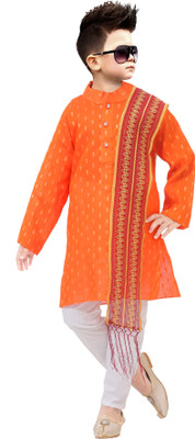Rania Dresses Boys Festive & Party Kurta, Pyjama & Dupatta Set(White Pack of 1)