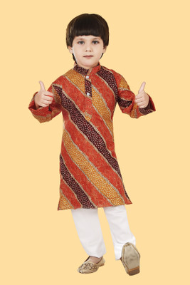 VISHESTA Boys Festive & Party Kurta and Pyjama Set(Orange Pack of 1)