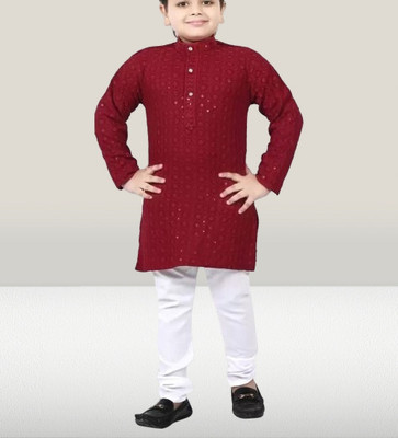 seetoo Boys Festive & Party Kurta and Pyjama Set(Pink Pack of 1)