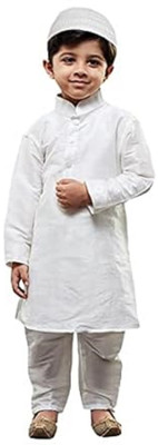 Kolva Boys Festive & Party Kurta and Pyjama Set(White Pack of 1)